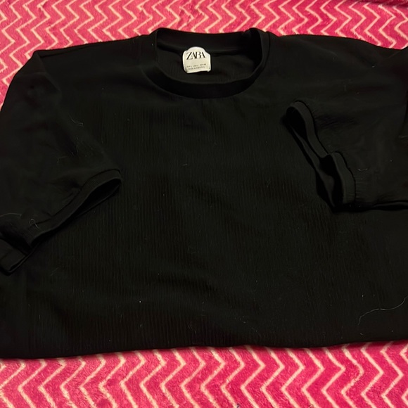 ZARA Men’s black ribbed crew neck Sz L washed not worn! - Picture 1 of 3